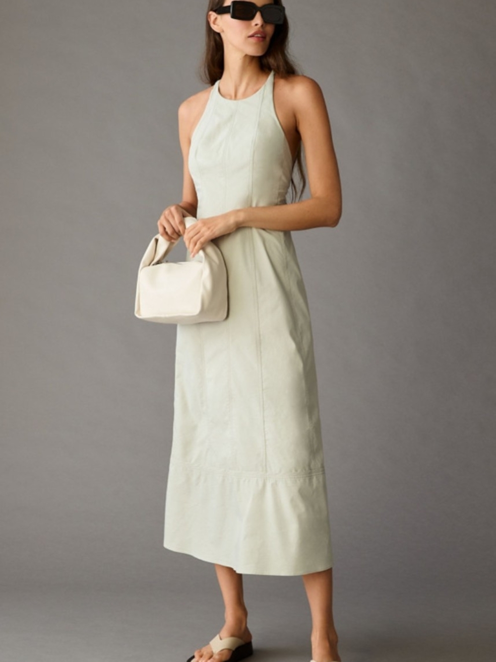 Anthropologie Halter Midi Dress in Sage Green